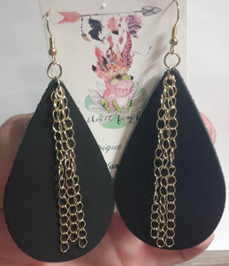 FFO Black & Gold Leather Earrings